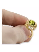 Žiedas Geltonasis peridotas 14k geltono aukso Vintažiniai amatai vrc059y